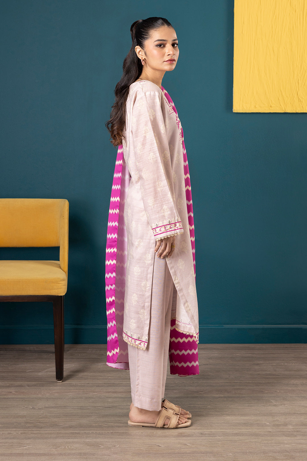 Embroidered Kurta Shawl Trouser - 2706
