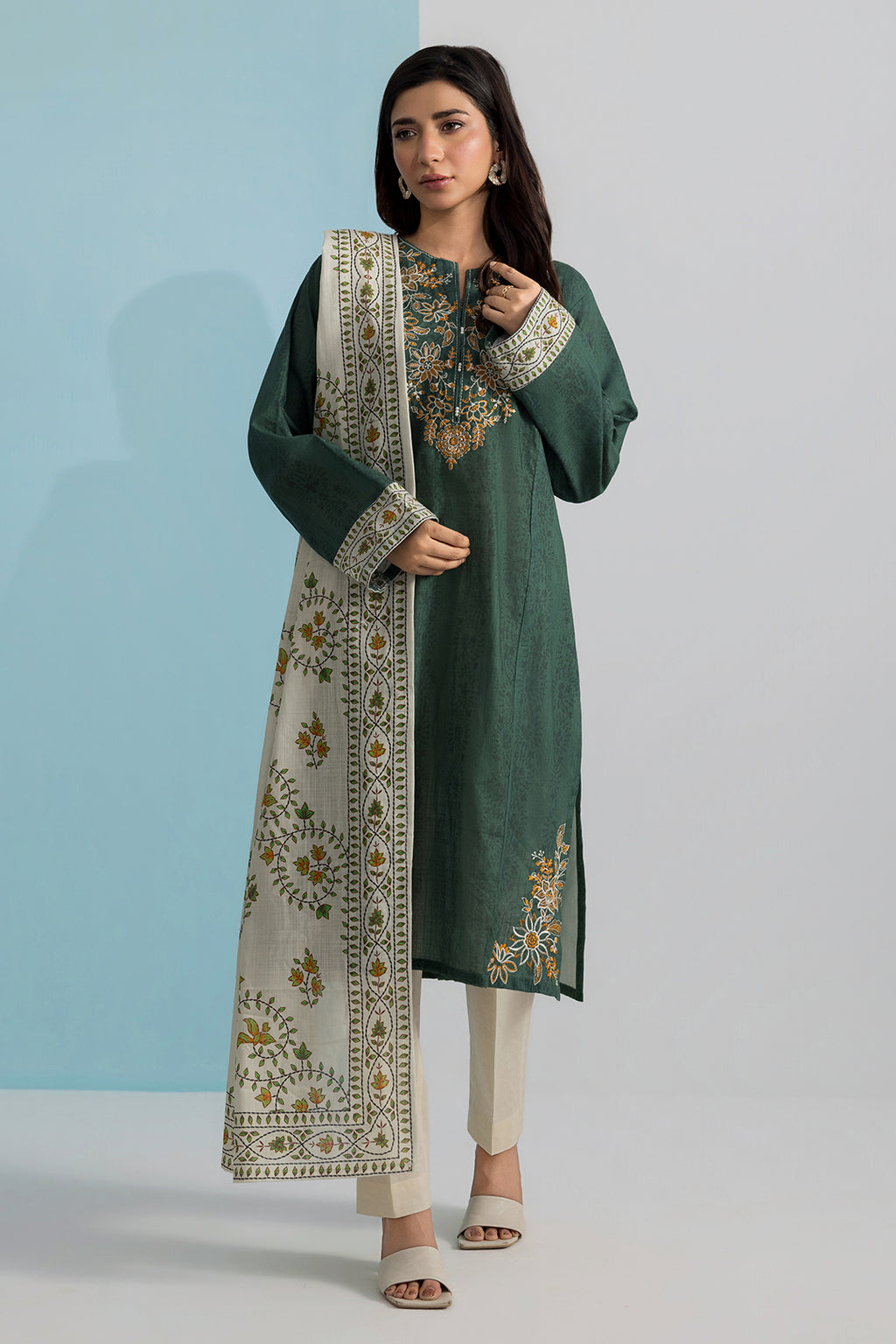Embroidered Kurta Dupatta Trouser - 2887
