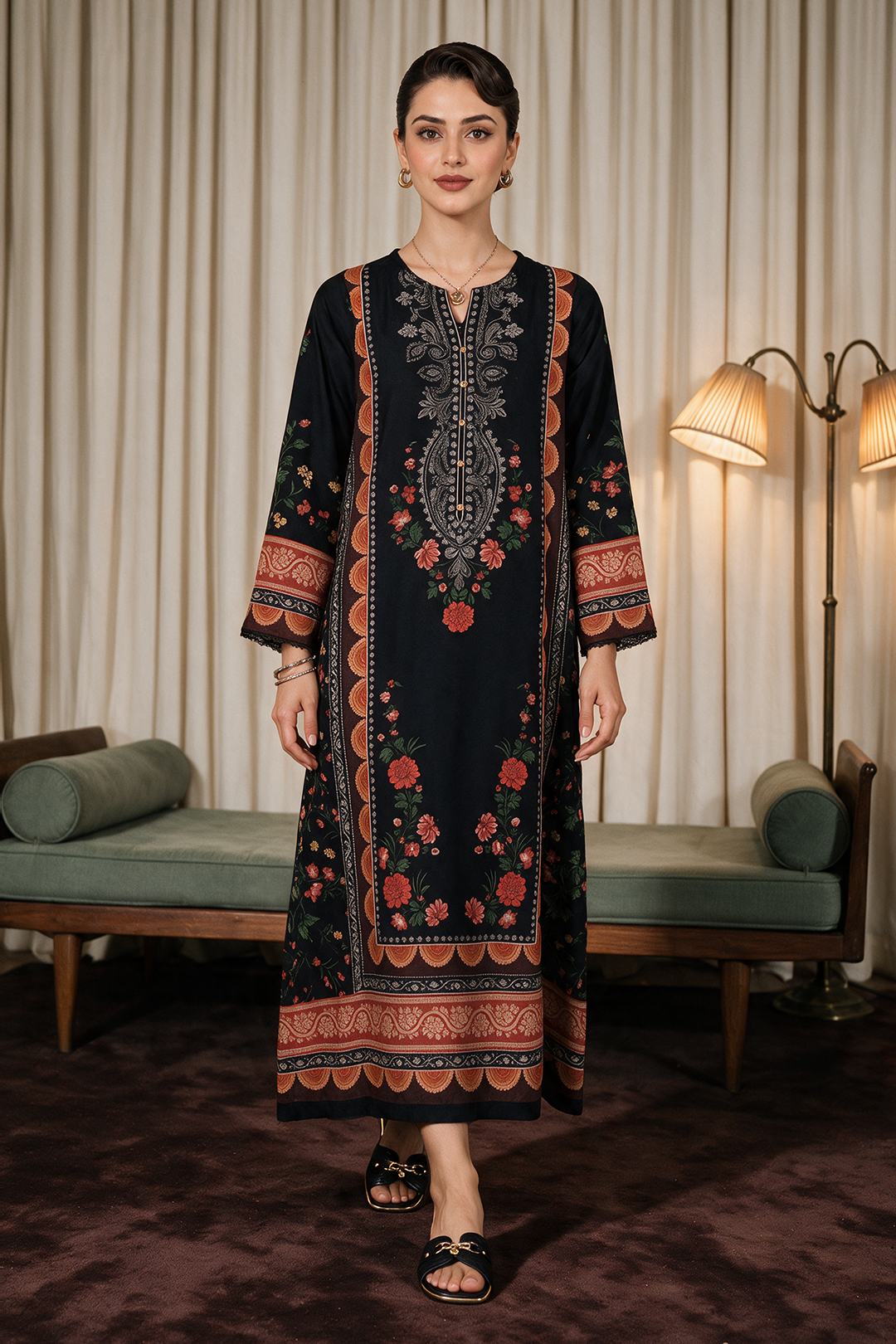 Embroidered Kaftaan Dress - 1125