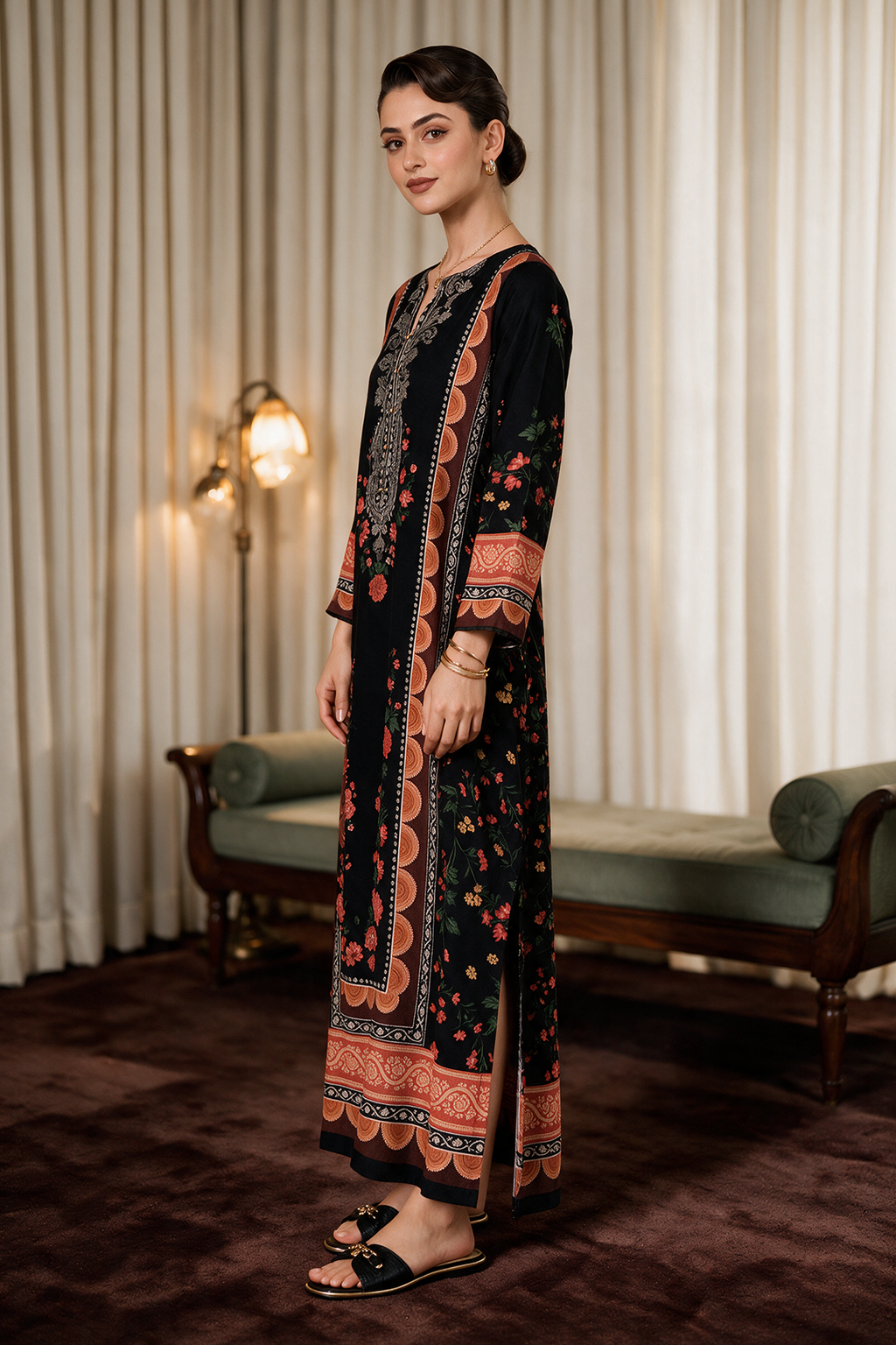 Embroidered Kaftaan Dress - 1125