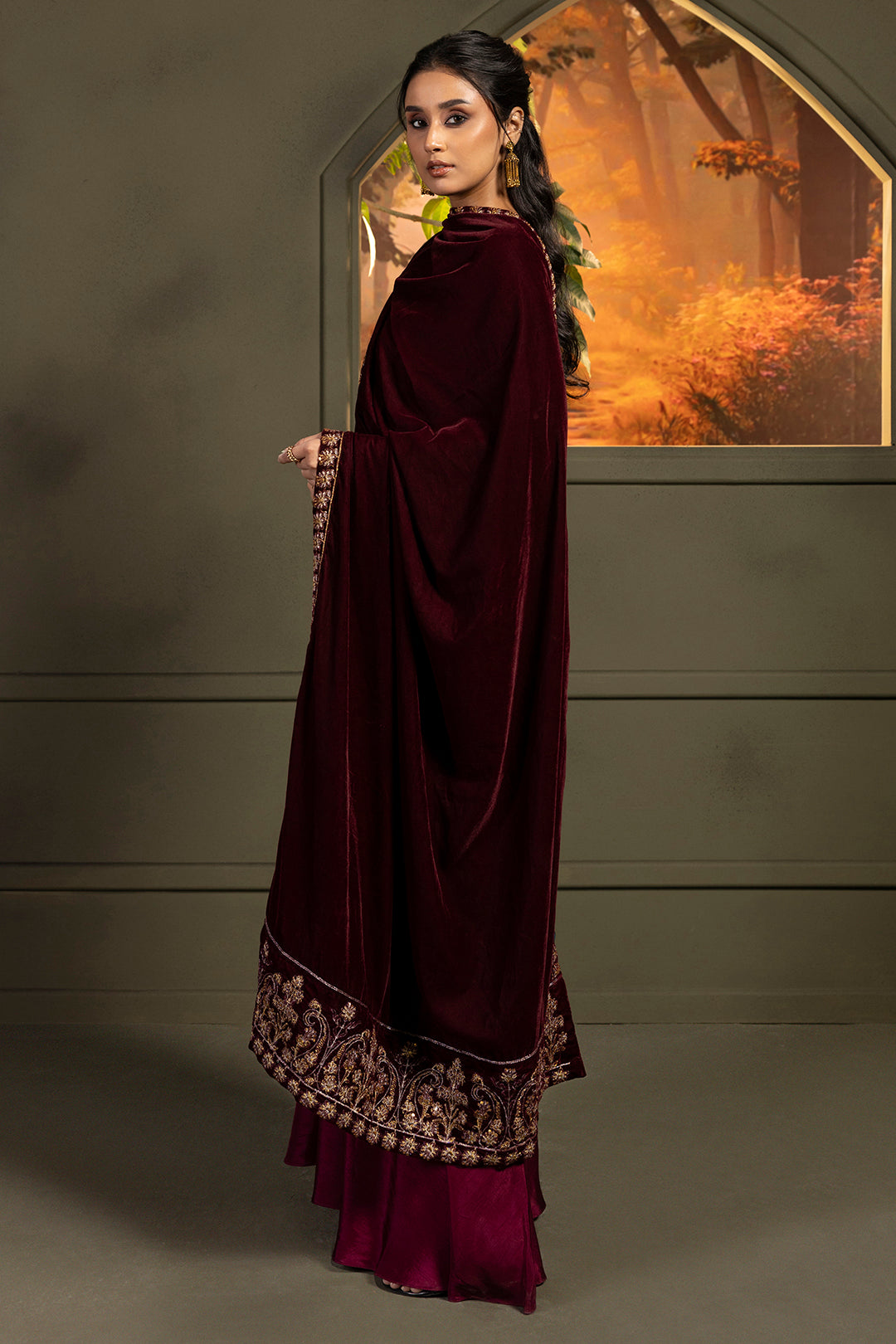 Zari Embroidered Shawl - 0028