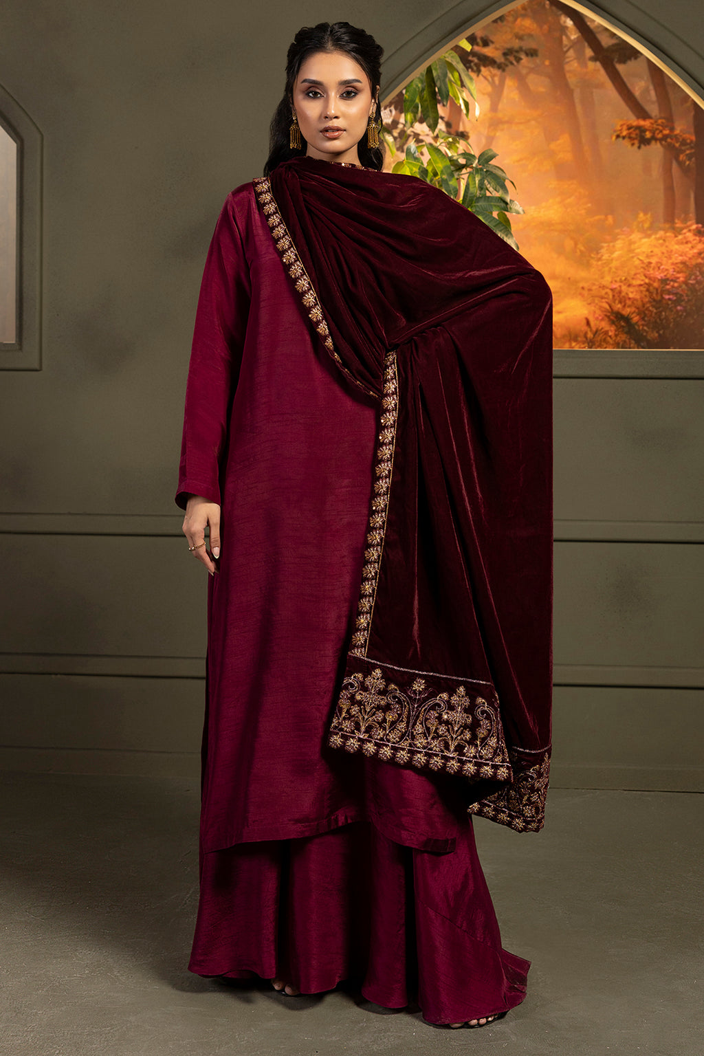Zari Embroidered Shawl - 0028