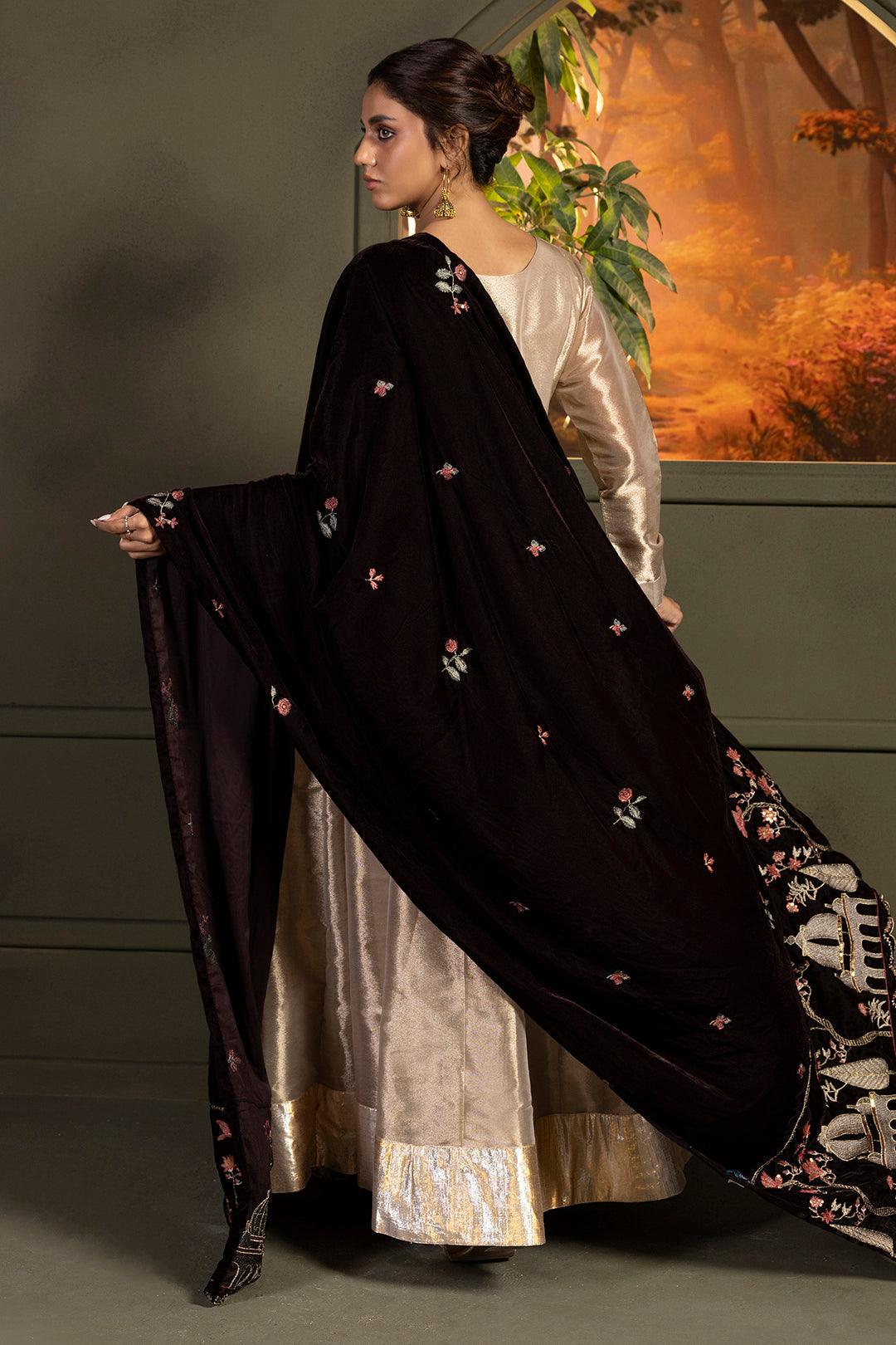 Zari Embroidered Shawl - 0029