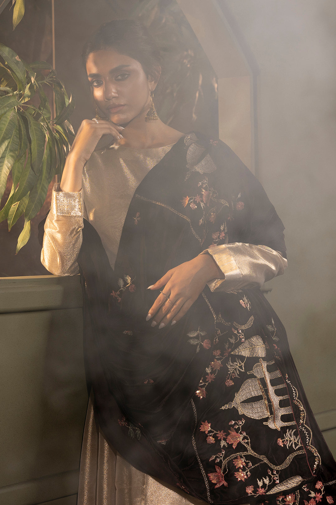 Zari Embroidered Shawl - 0029