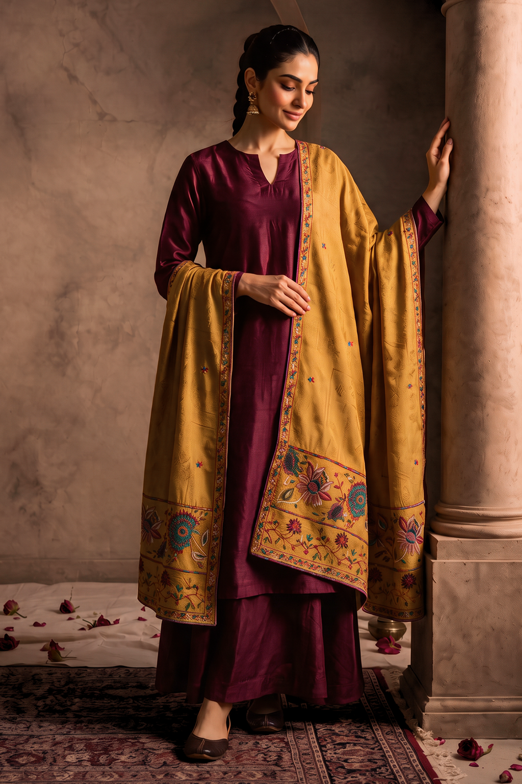 Resham Embroidered Shawl - 0009