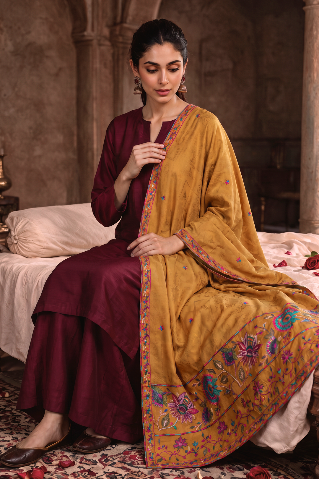 Resham Embroidered Shawl - 0009