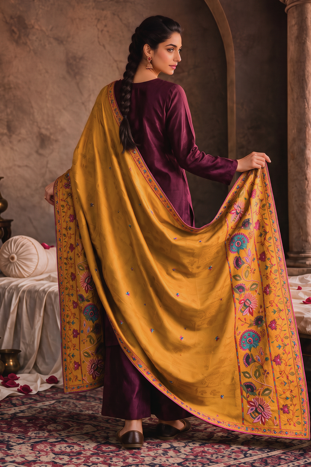 Resham Embroidered Shawl - 0009