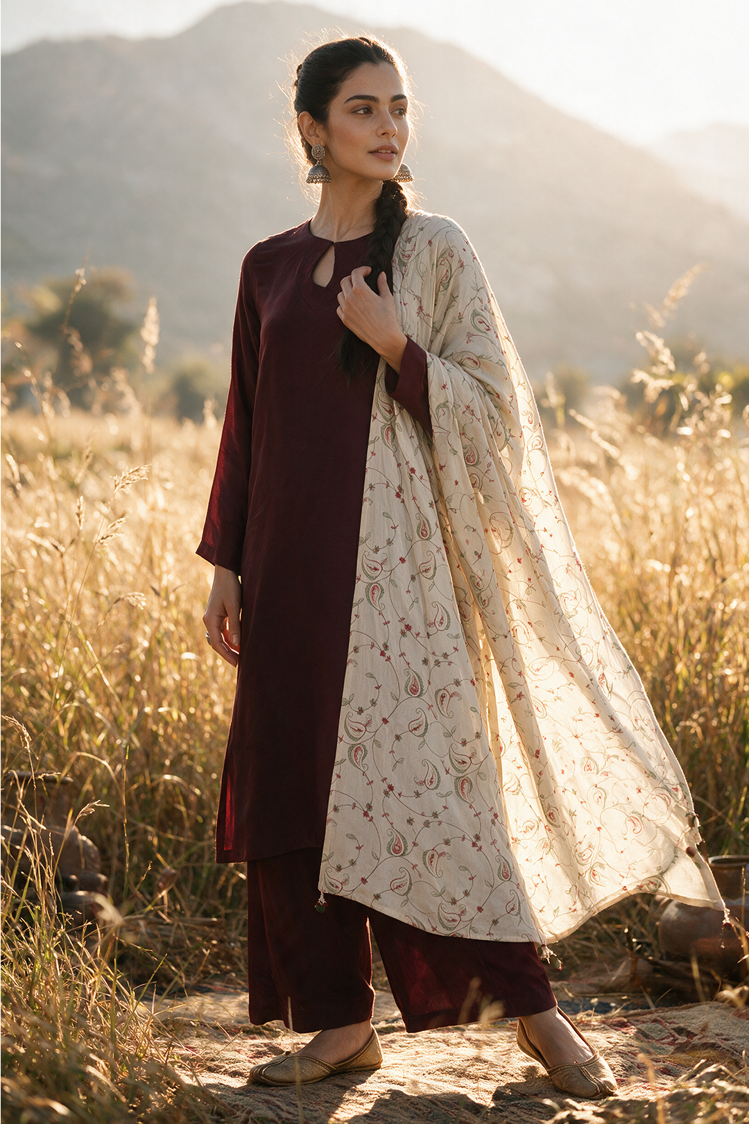 Resham Embroidered Shawl - 0013