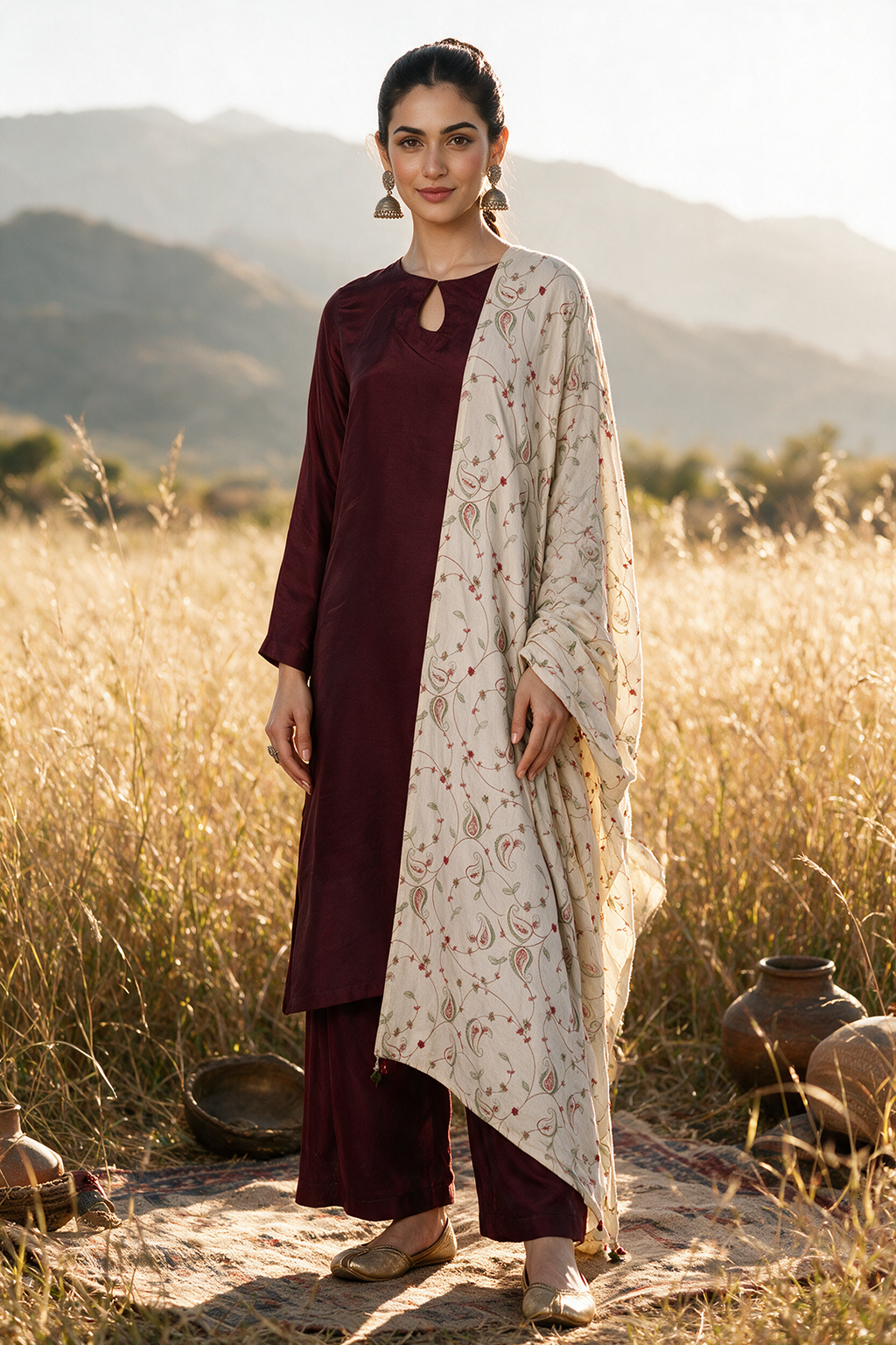 Resham Embroidered Shawl - 0013