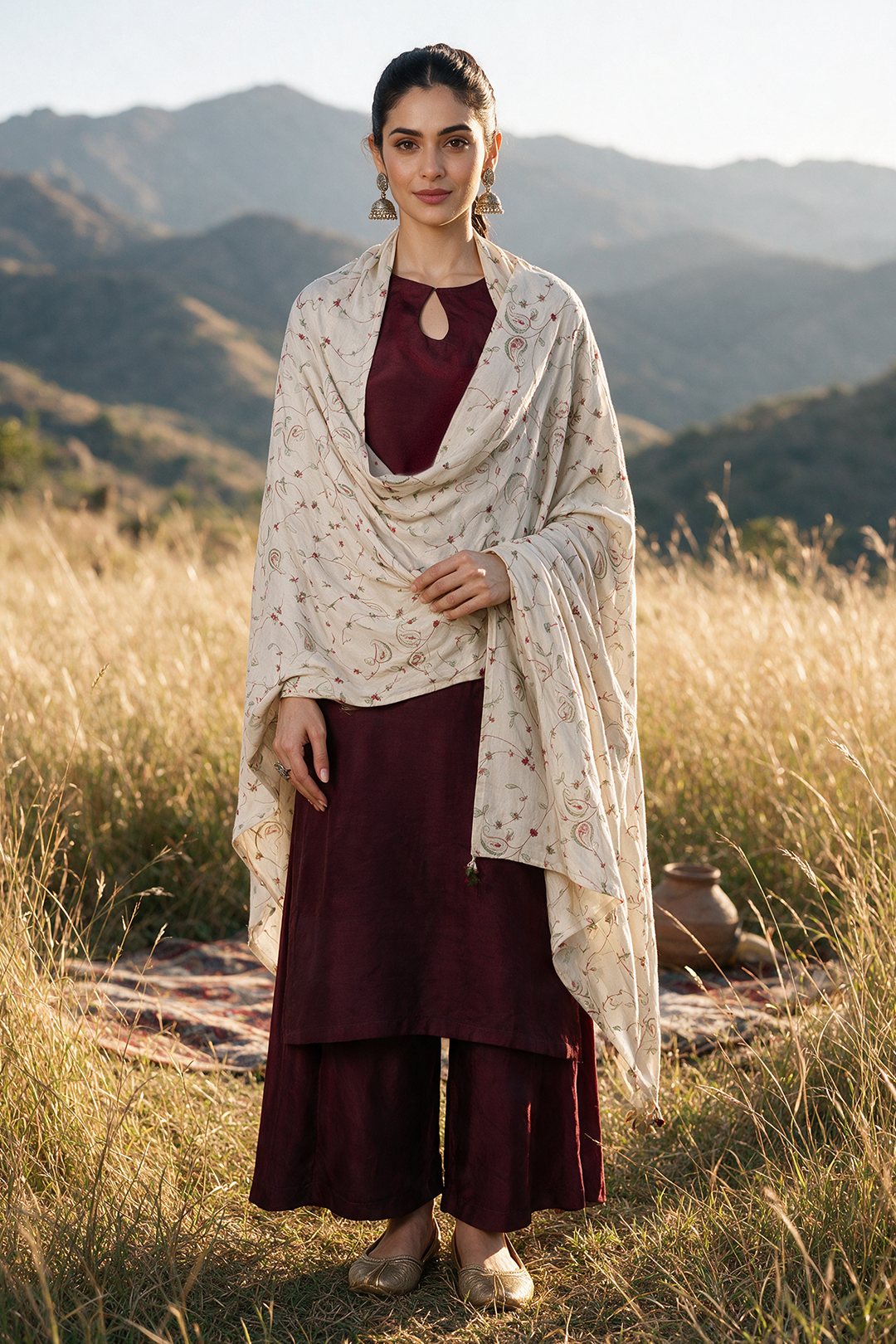 Resham Embroidered Shawl - 0013