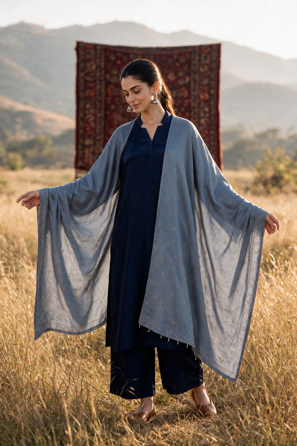 Hand Embellished Shawl - 0016