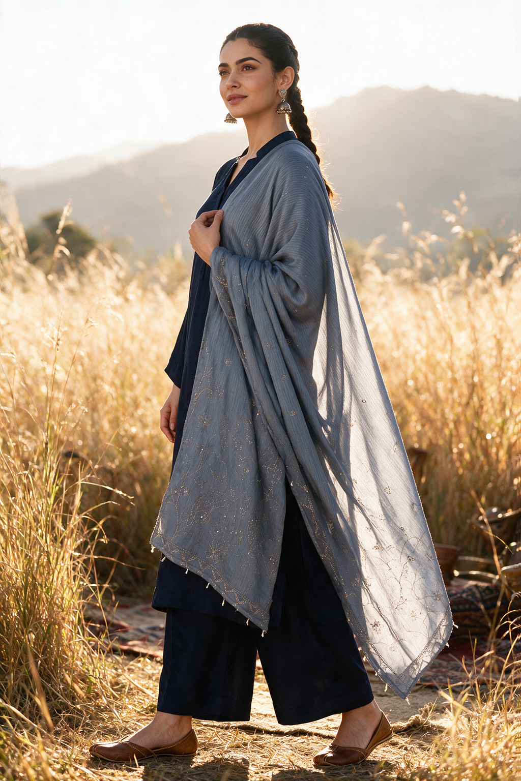 Hand Embellished Shawl - 0016