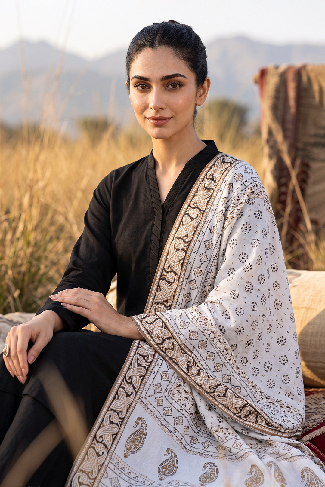 Chikankari Shawl - 0034