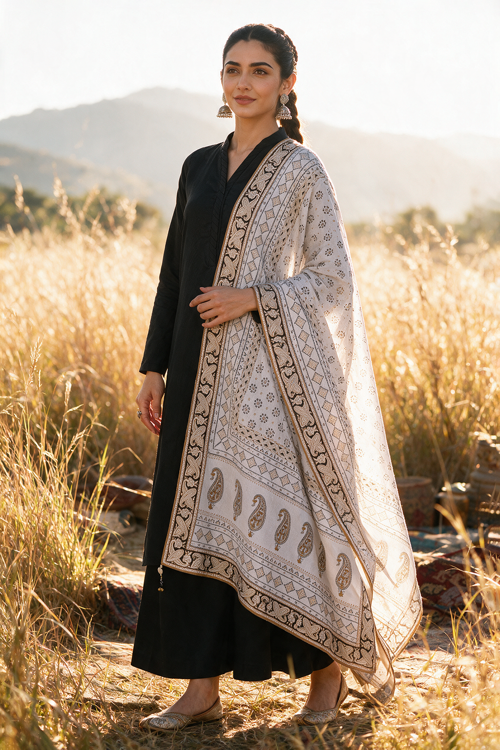 Chikankari Shawl - 0034