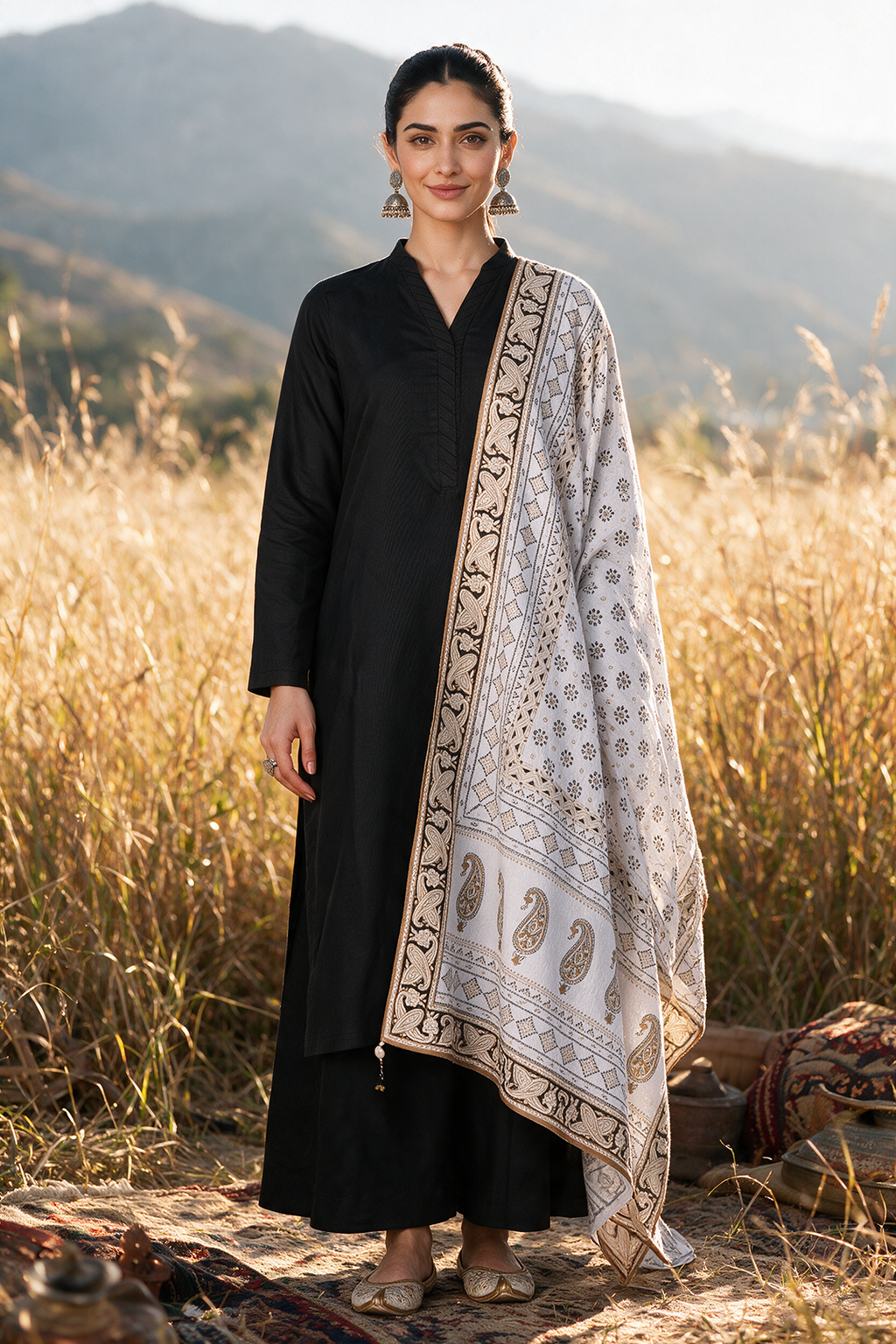 Chikankari Shawl - 0034