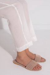 White Raw Silk Straight Trousers PW2502