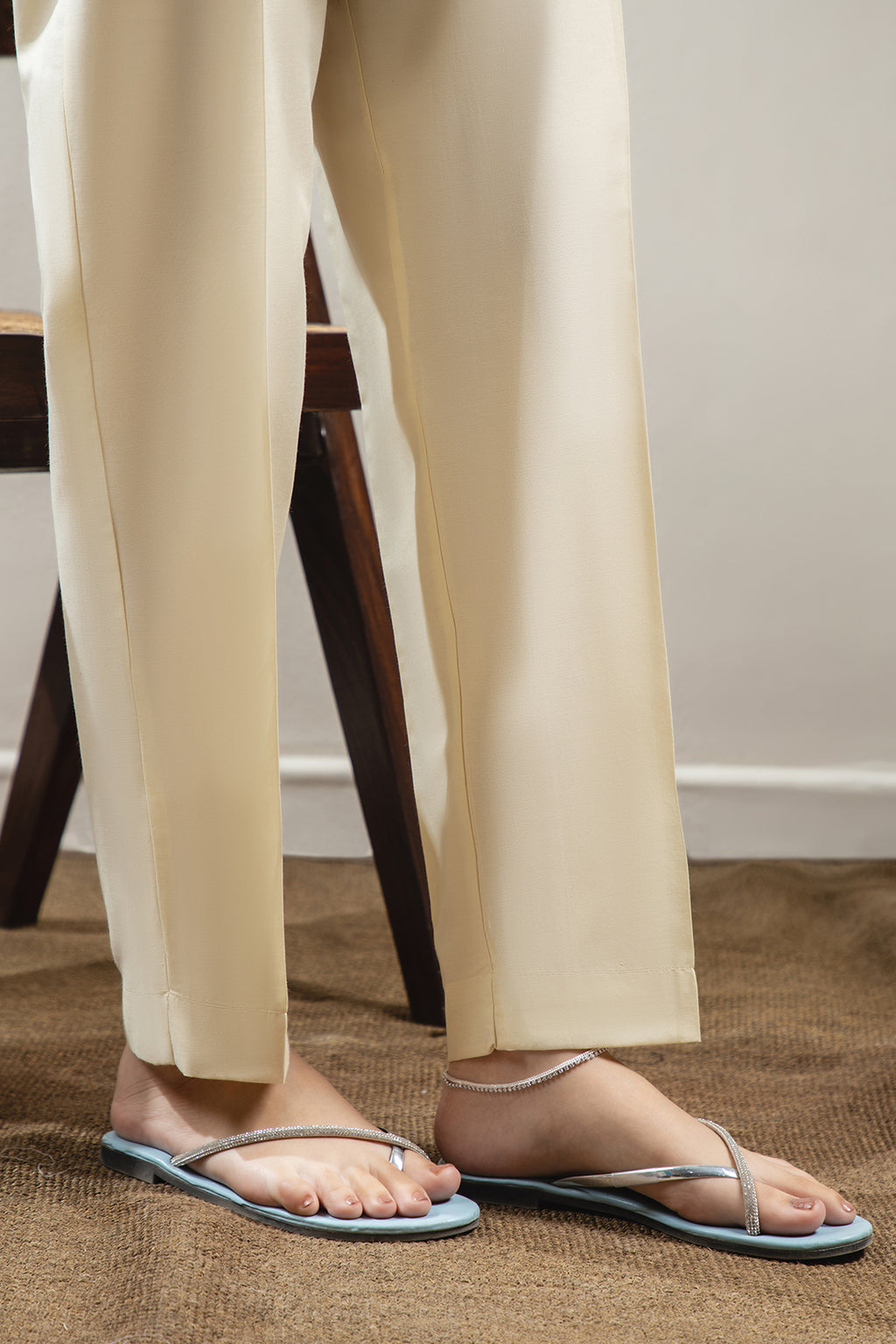 Straight Trouser Cotton Silk Off White - 0025