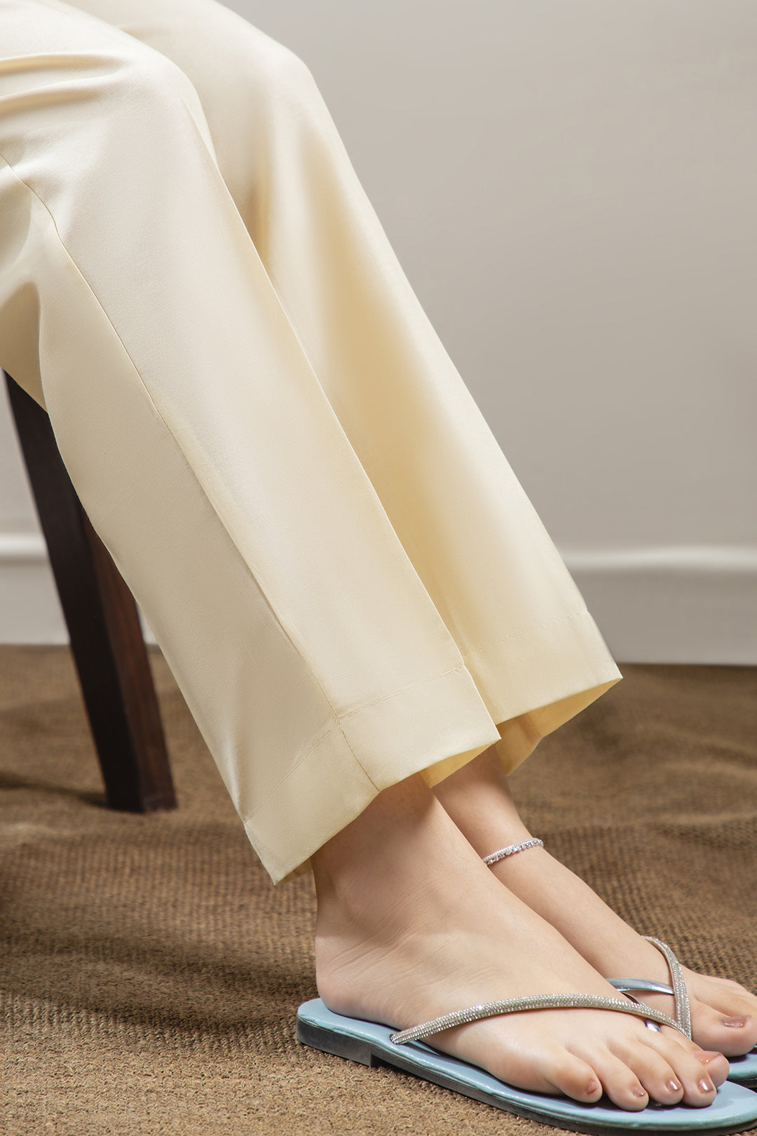Straight Trouser Cotton Silk Off White - 0025