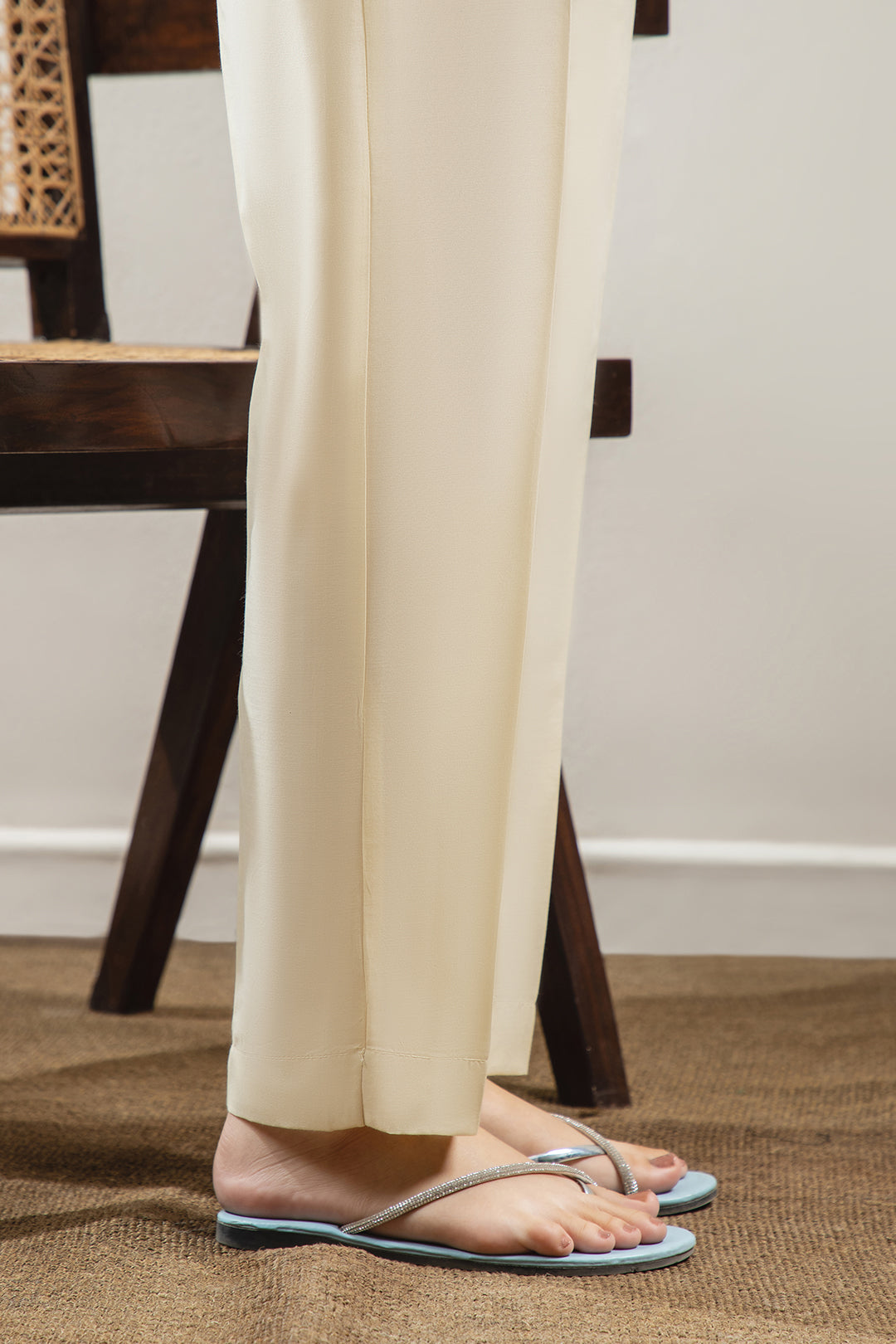 Straight Trouser Cotton Silk Off White - 0025