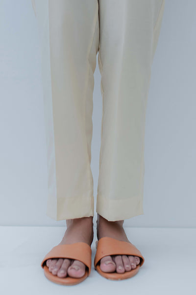 Straight Trouser Cotton Silk Beige - 0025