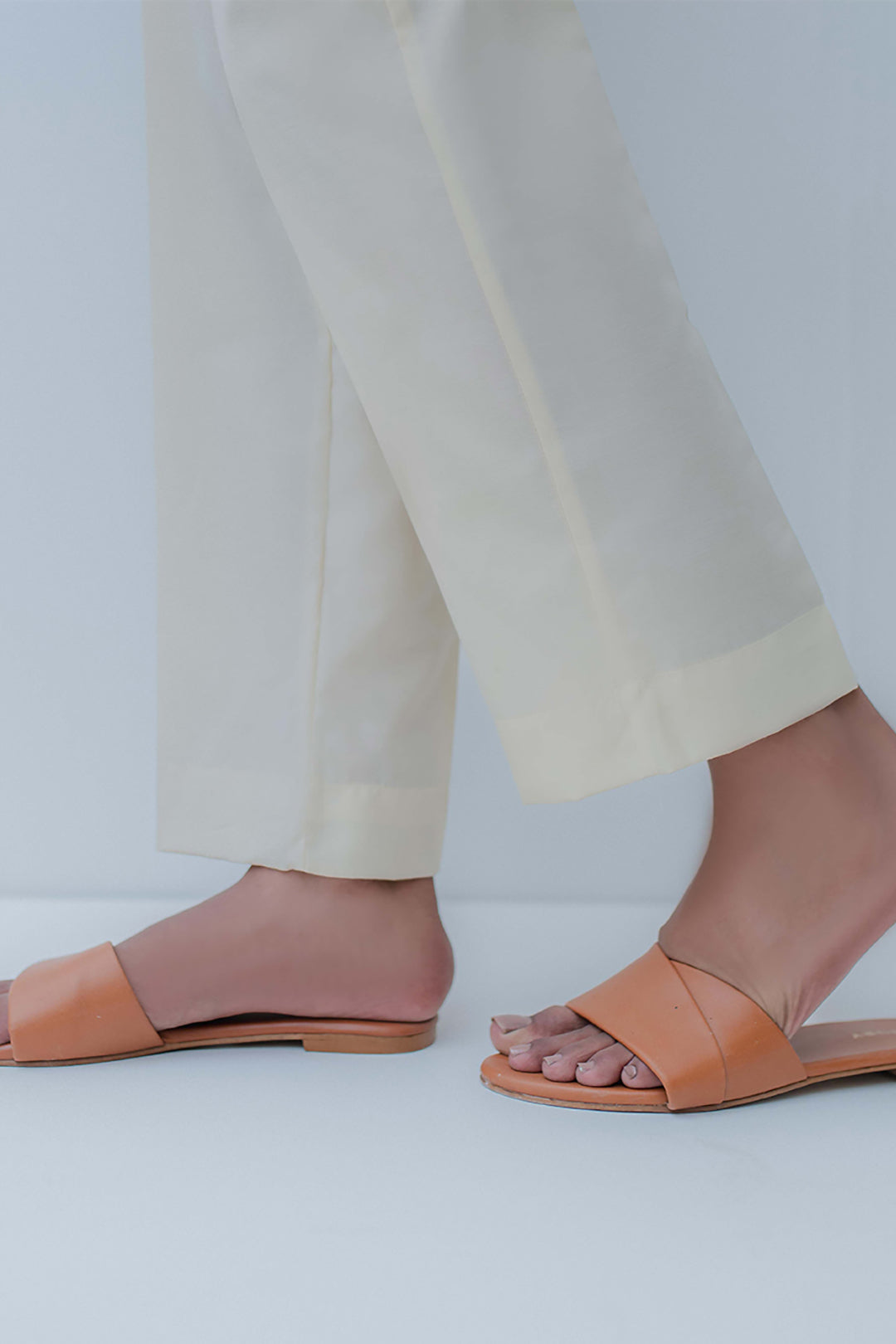Straight Trouser Cotton Silk Beige - 0025