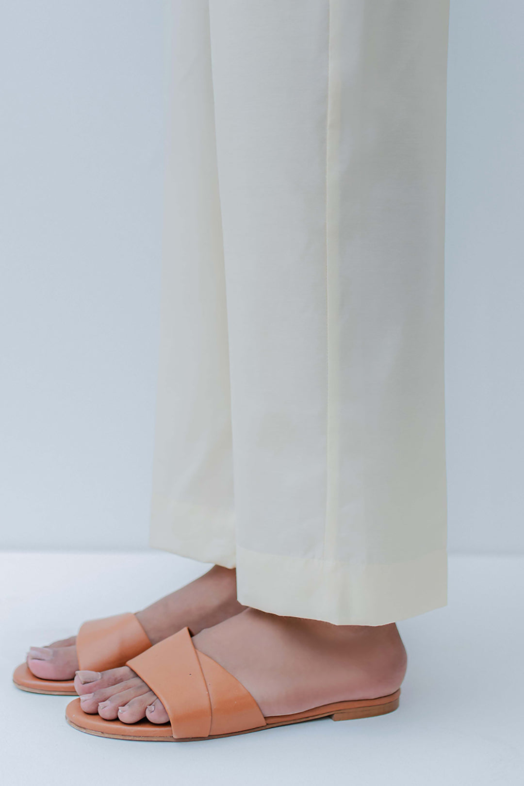 Straight Trouser Cotton Silk Beige - 0025