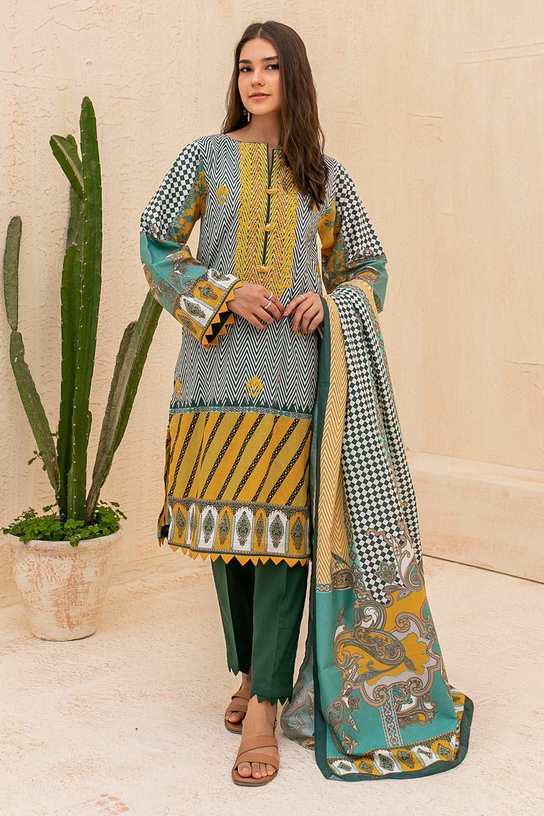 Embroidered Shirt Shalwar Dupatta - 0057