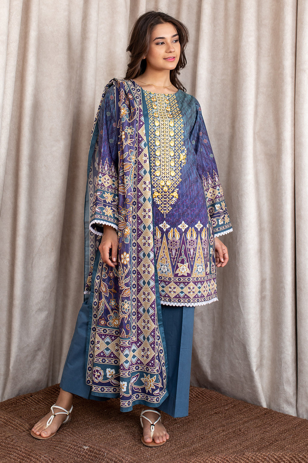 Embroidered Shirt Shalwar Dupatta - 0368