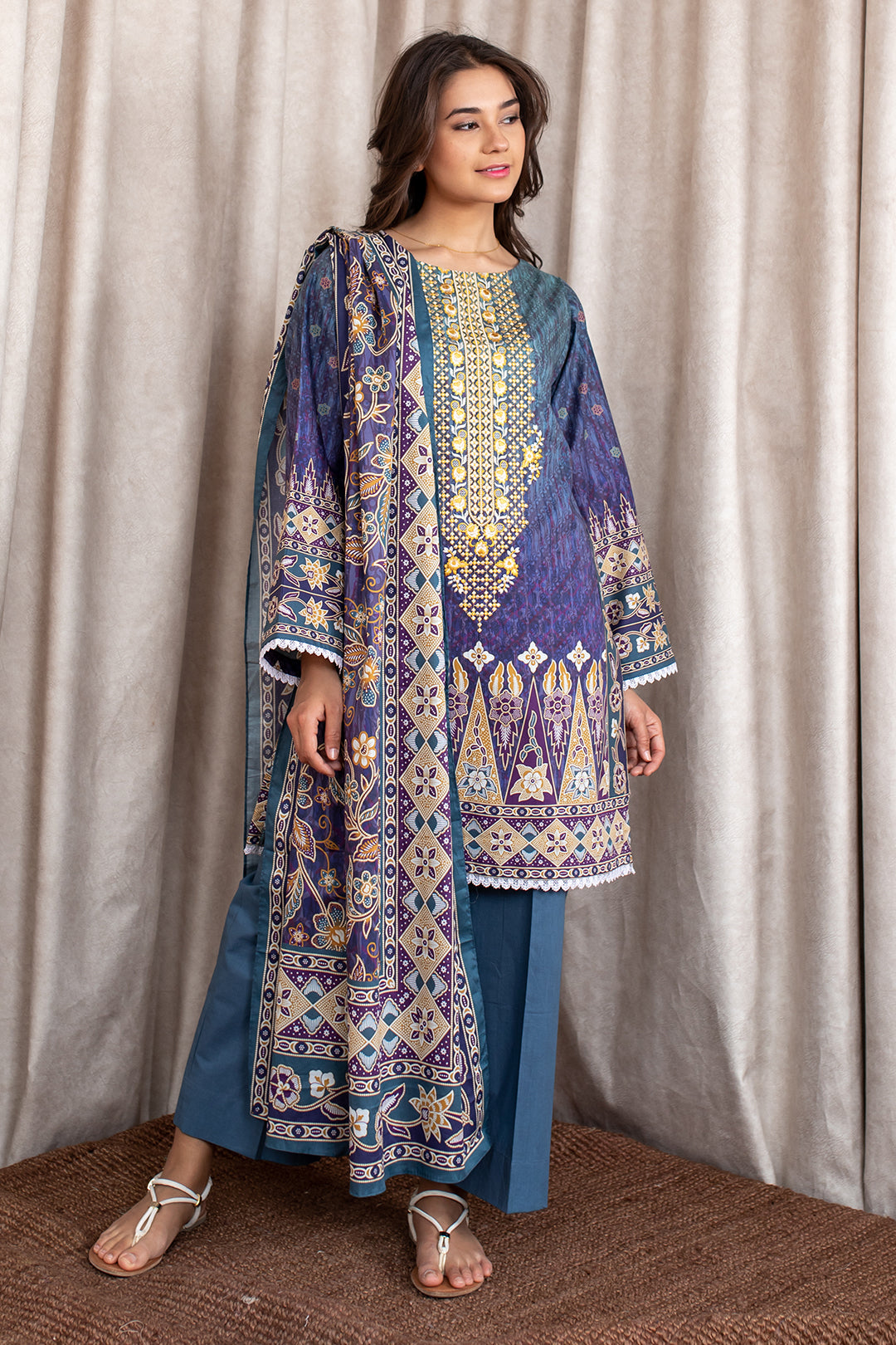 Embroidered Shirt Shalwar Dupatta - 0368