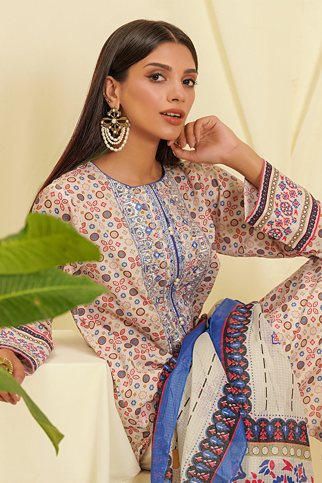 Embroidered Shirt Shalwar Dupatta - 0458