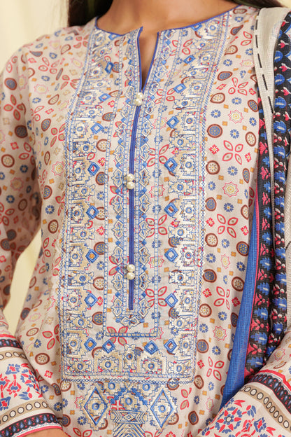 Embroidered Shirt Shalwar Dupatta - 0458