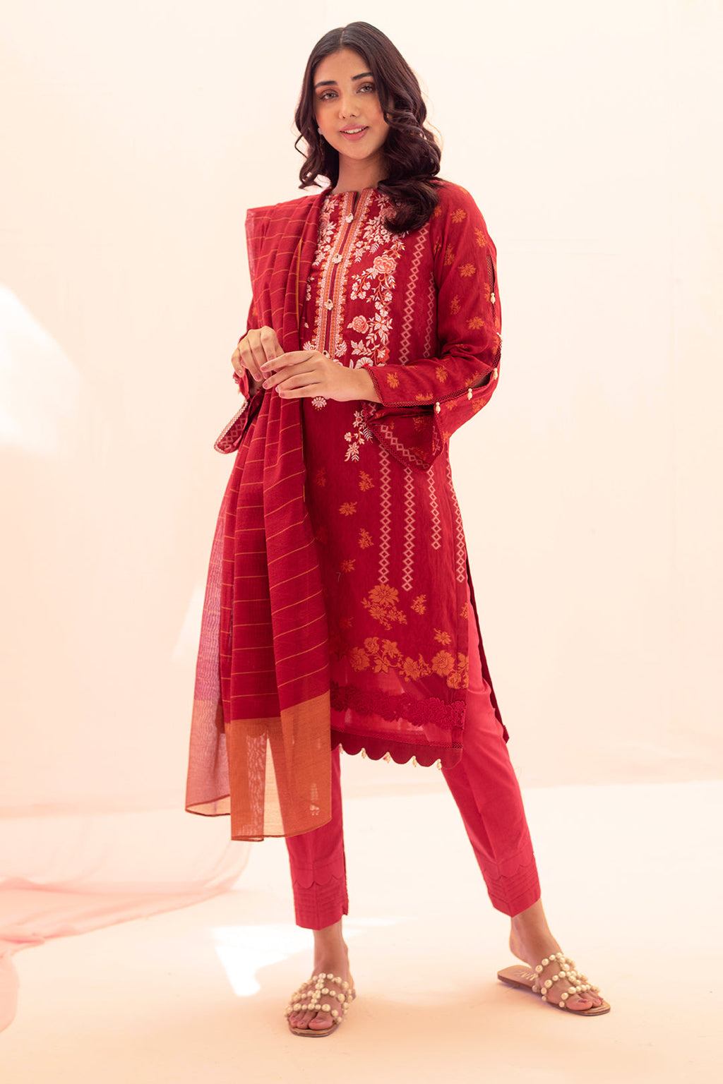 Embroidered Shirt Shalwar Dupatta - 0674