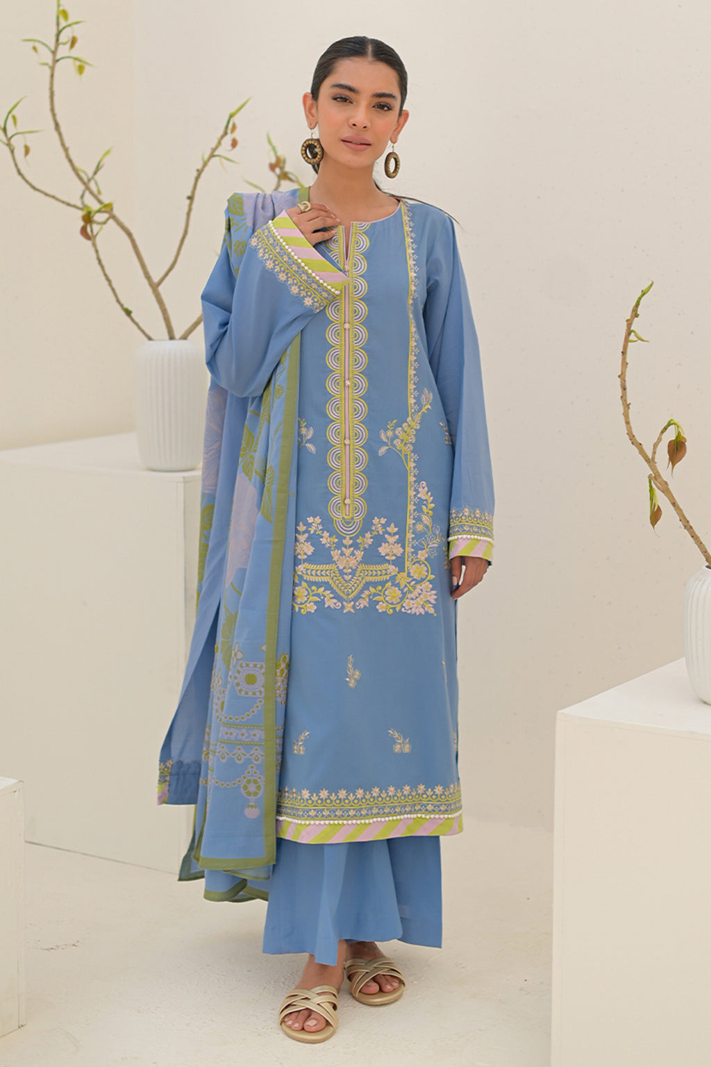 Embroidered Shirt Shalwar Dupatta - 0704