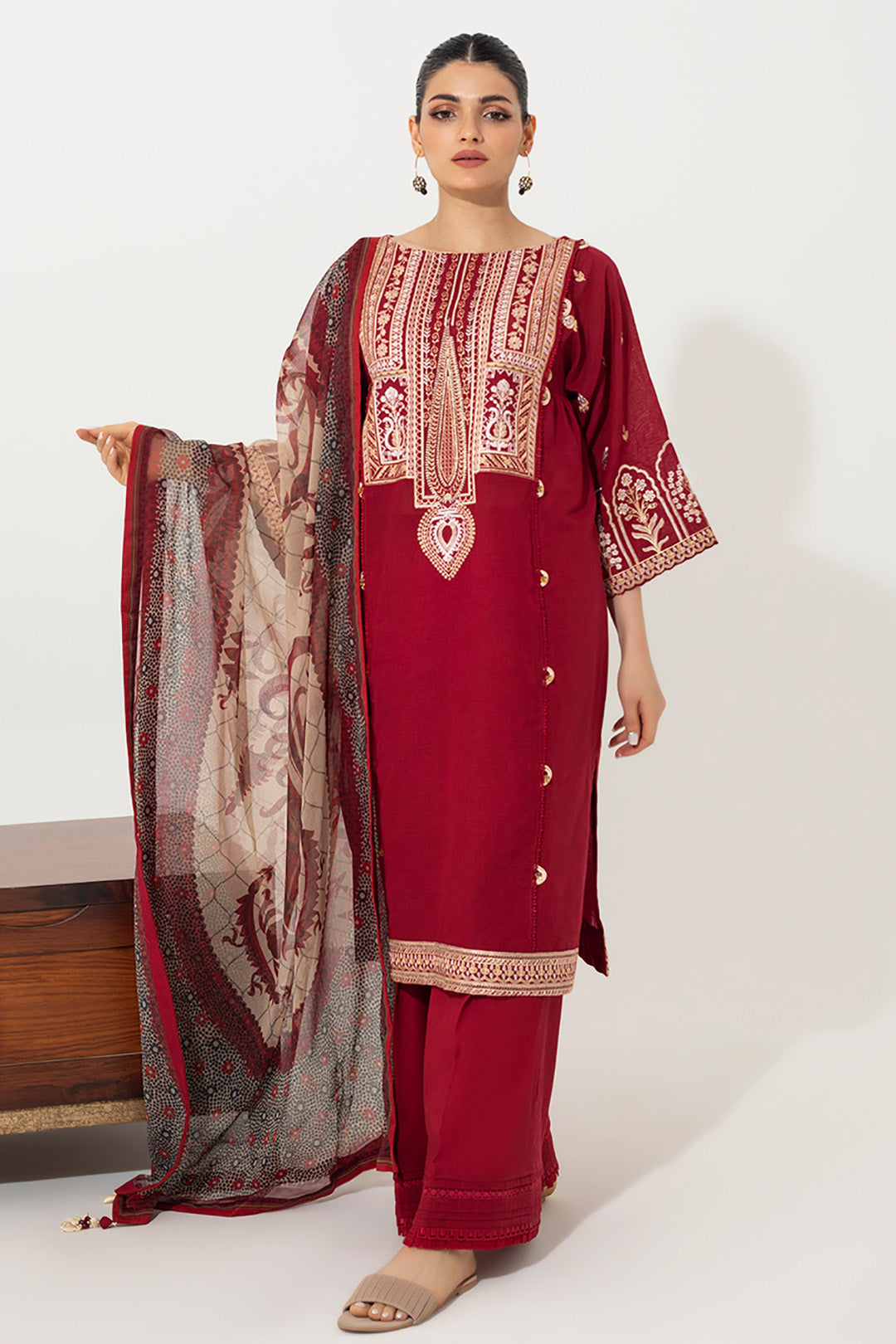 Embroidered Shirt Shalwar Dupatta - 0652