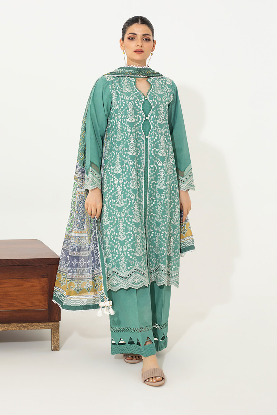 Embroidered Shirt Shalwar Dupatta - 0654