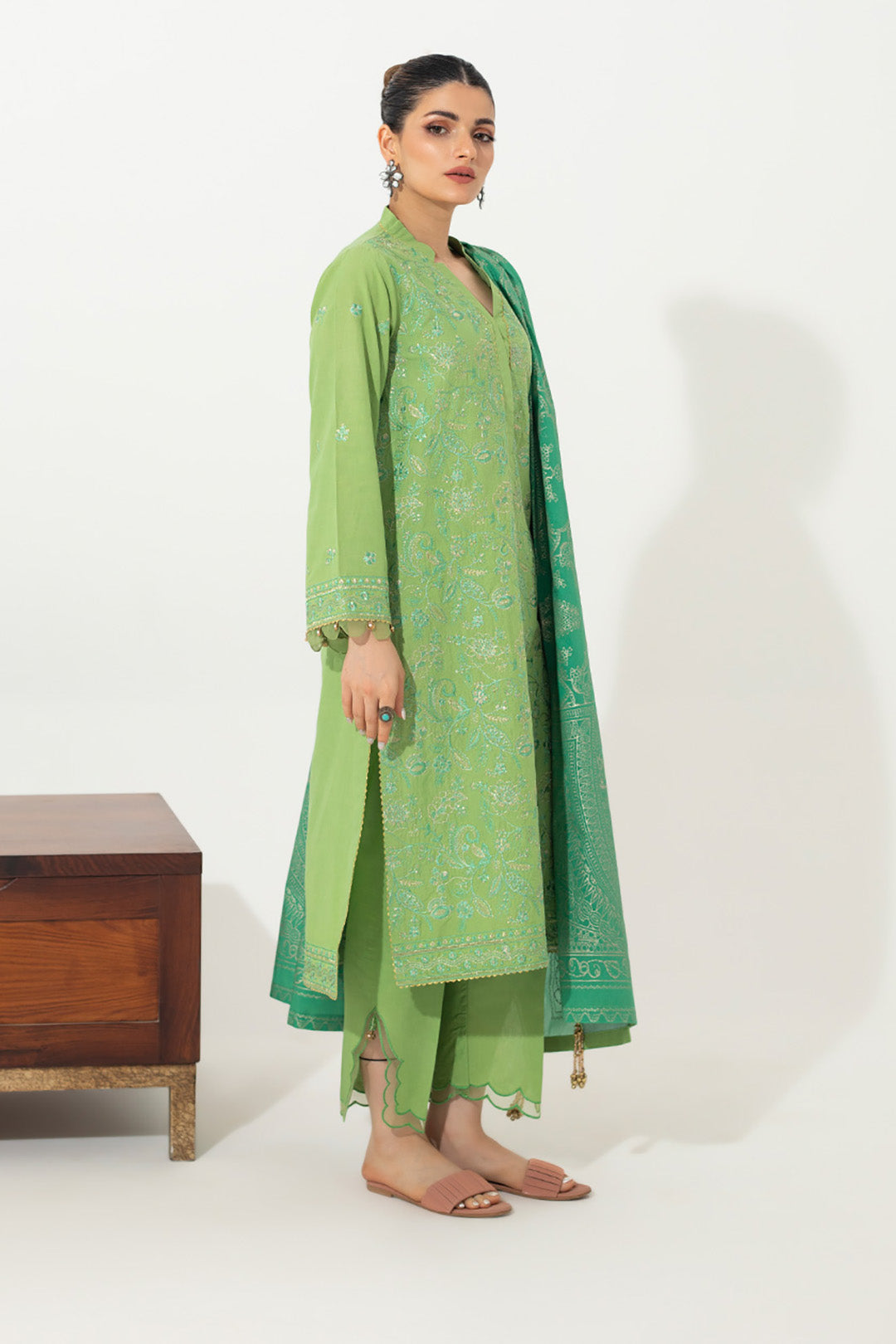 Embroidered Shirt Shalwar Dupatta - 0656