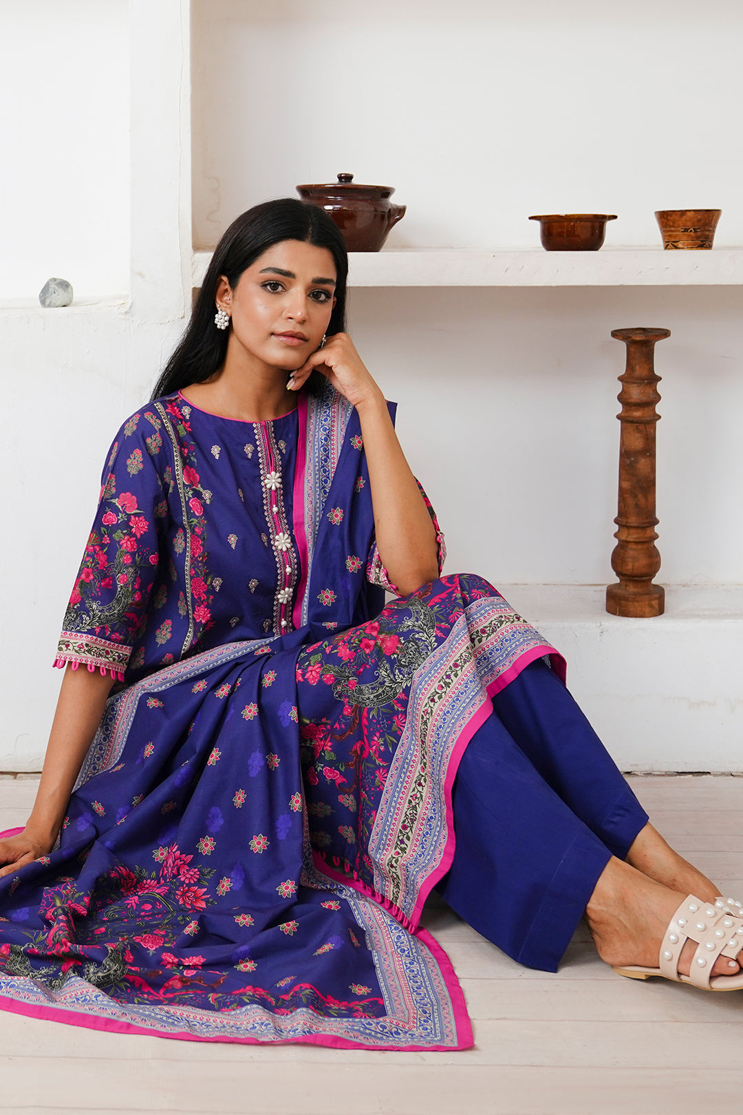 Cambric Embroidered Shirt Dupatta 2 Piece Women Unstitched