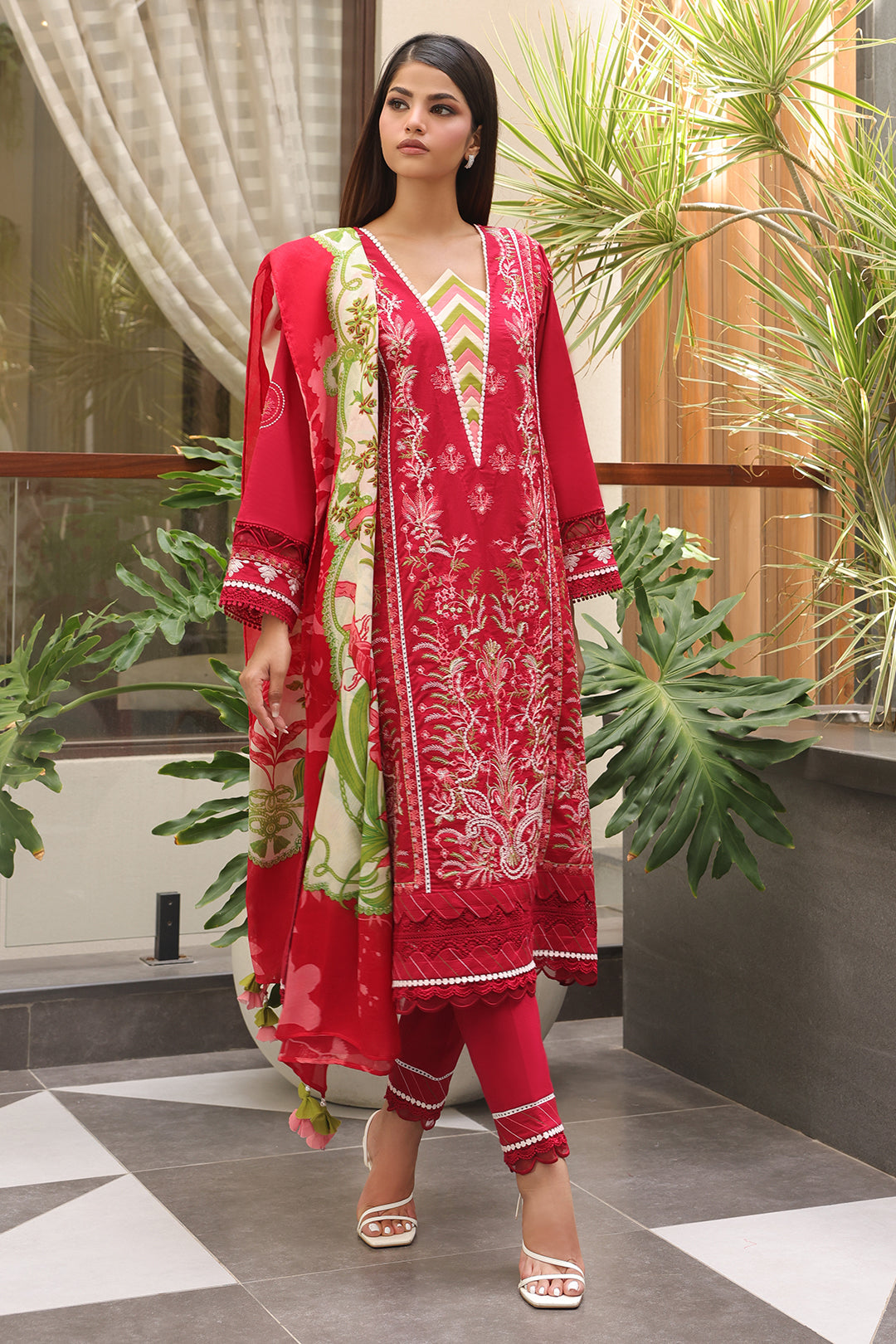 Embroidered Shirt Shalwar Dupatta - 0074