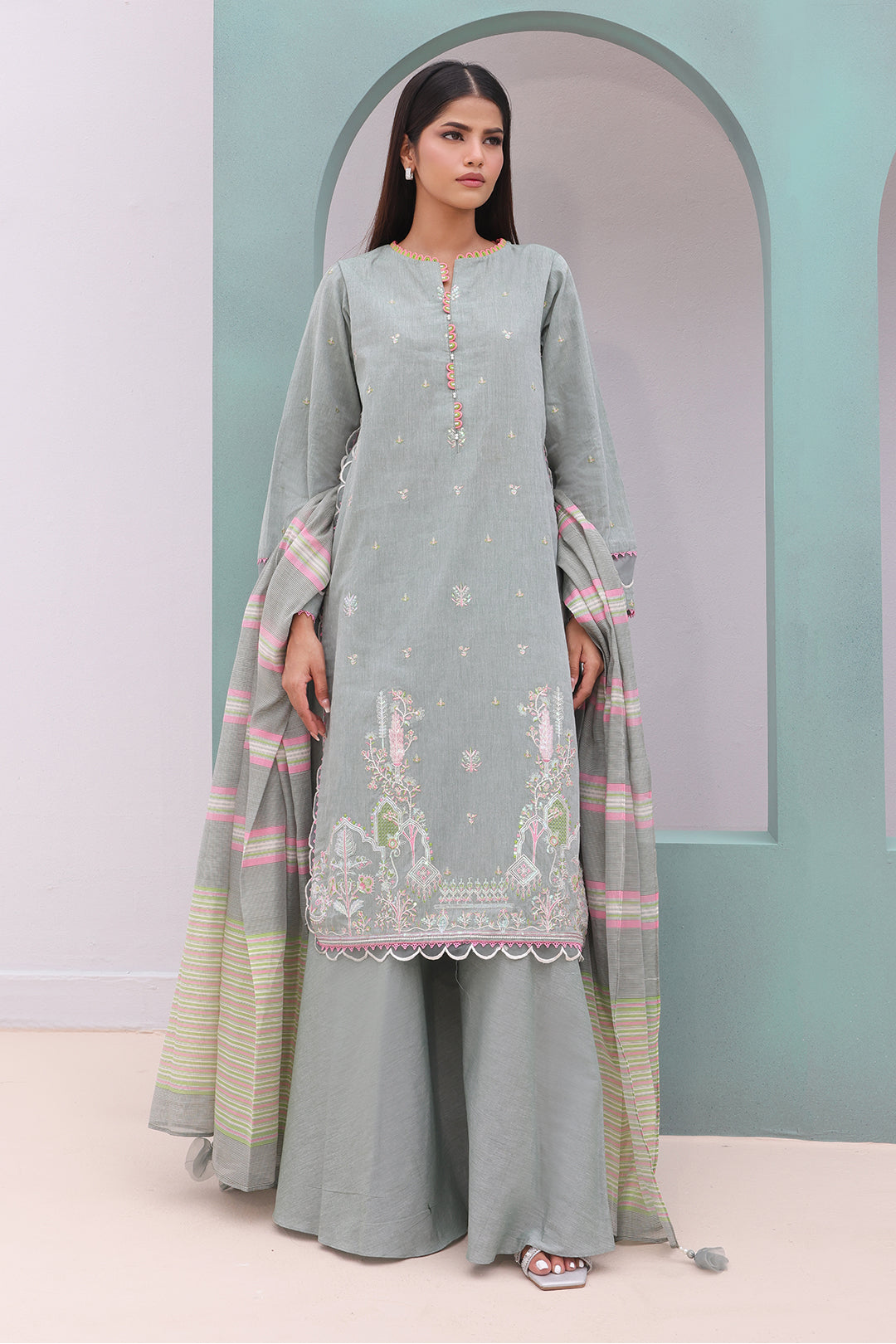 Embroidered Shirt Shalwar Dupatta - 0075