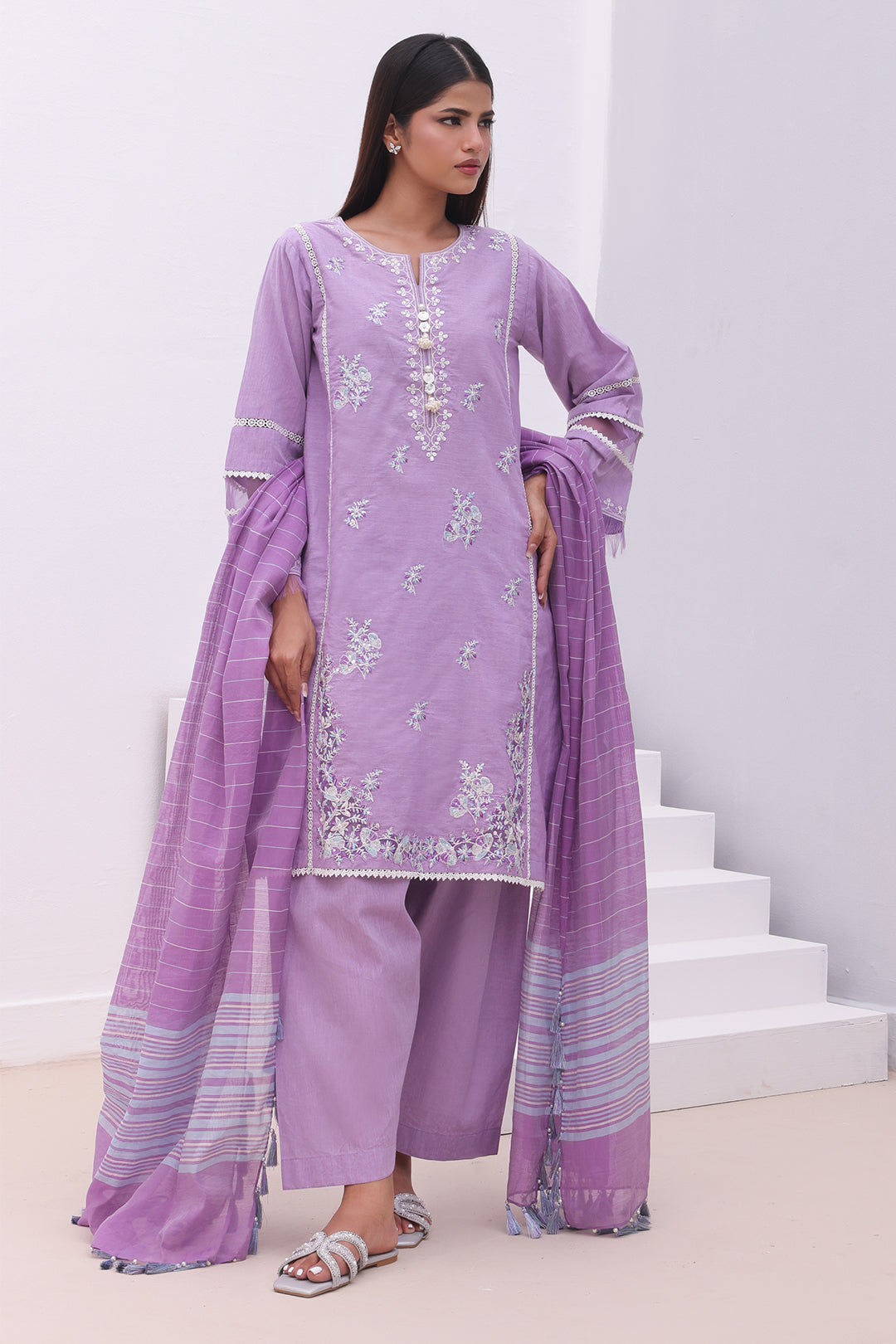 Embroidered Shirt Shalwar Dupatta - 0145