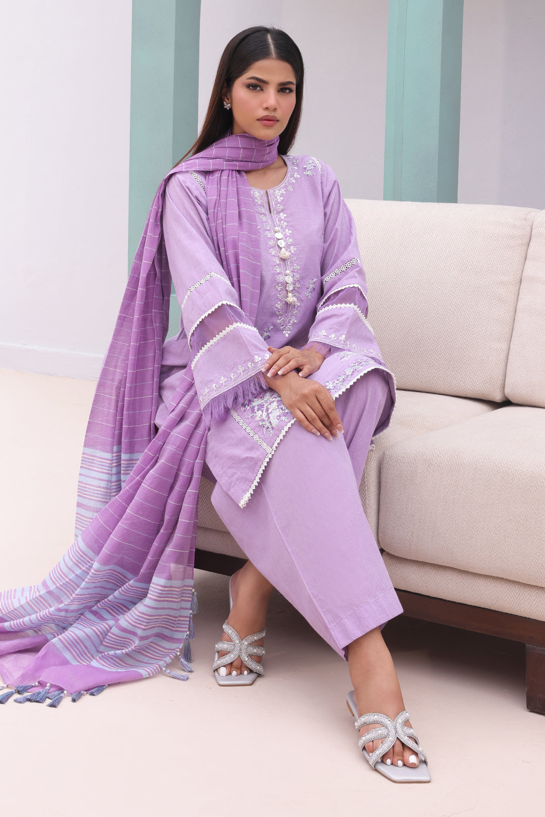 Embroidered Shirt Shalwar Dupatta - 0145