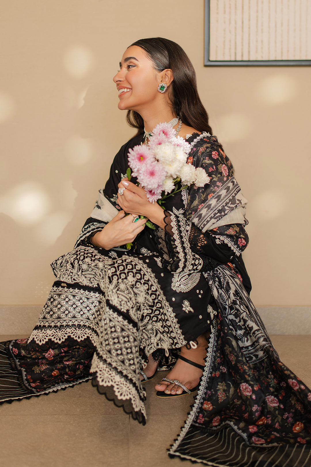 Sahar Embroidered Chikankari Suit Unstitched 3 Piece CK-25-V1-02 Gilded Coral - Festive Collection