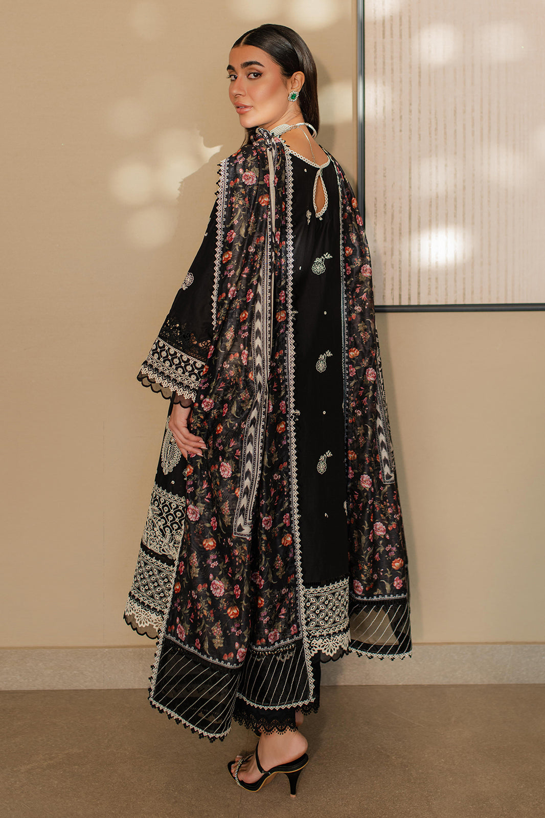 Sahar Embroidered Chikankari Suit Unstitched 3 Piece CK-25-V1-10 Bronzed Beige - Festive Collection