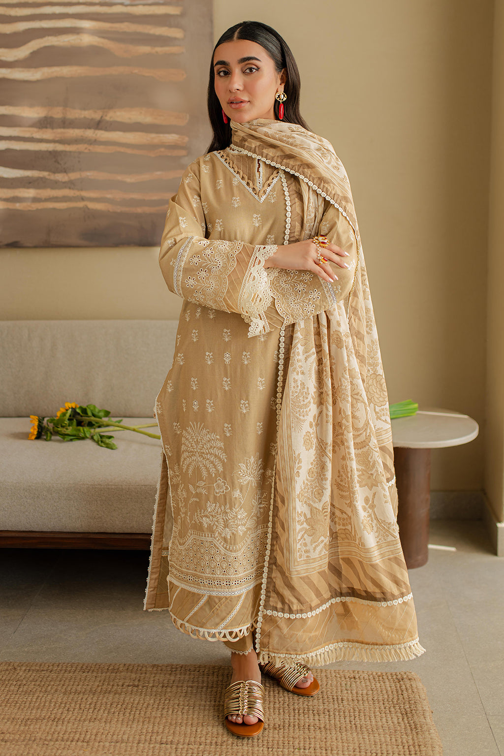 Embroidered Shirt Shalwar Dupatta - 0708