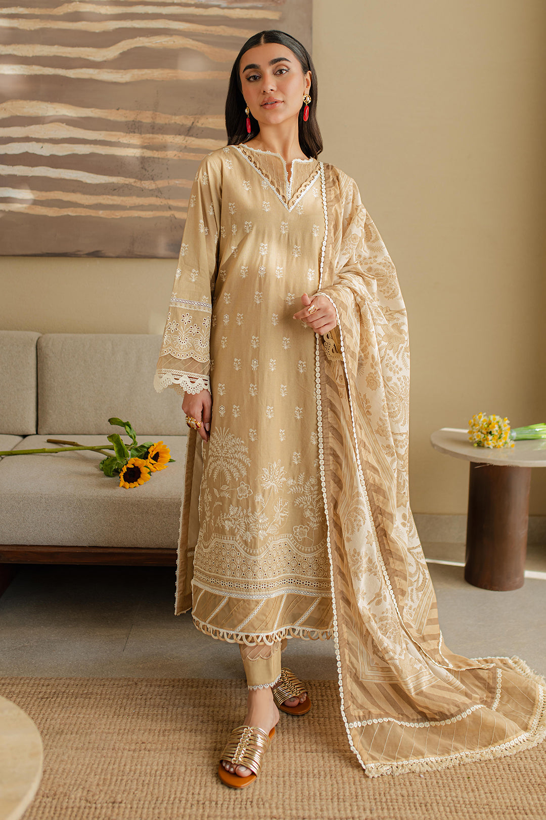 Embroidered Shirt Shalwar Dupatta - 0708