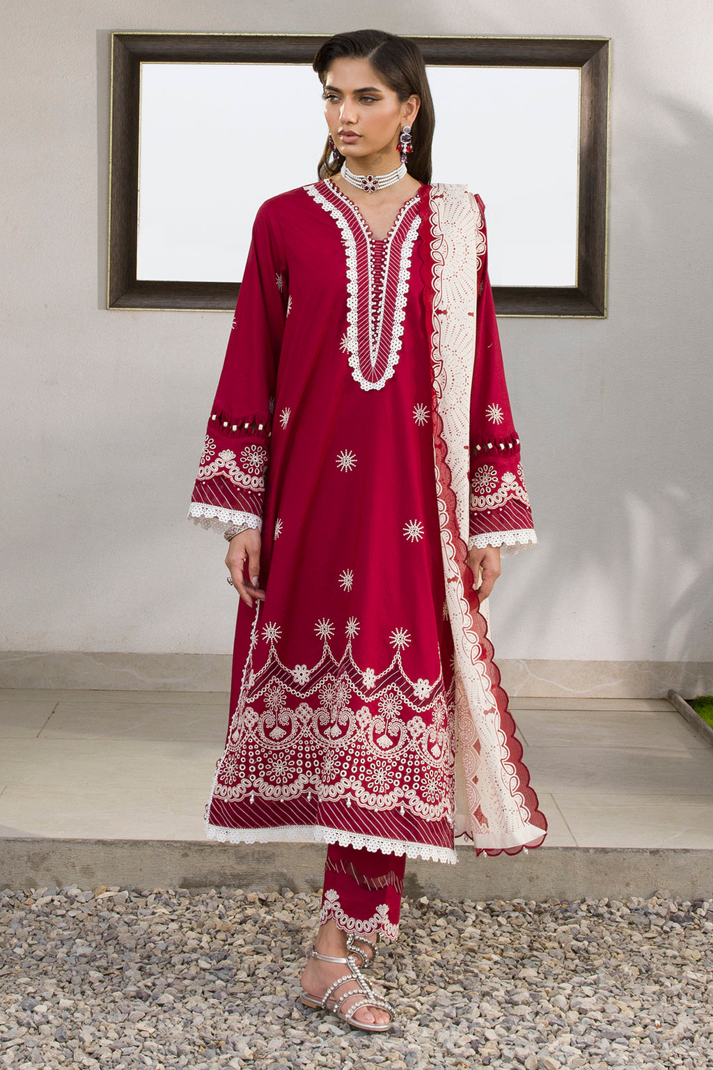 Embroidered Shirt Shalwar Dupatta - 0075