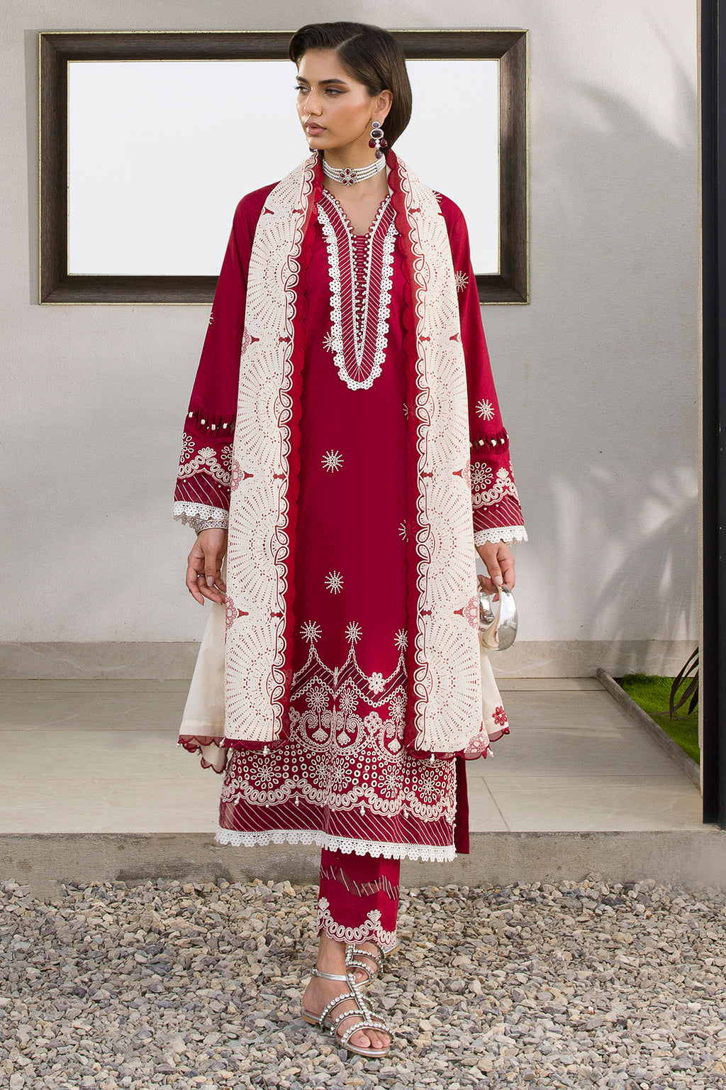 Embroidered Shirt Shalwar Dupatta - 0075