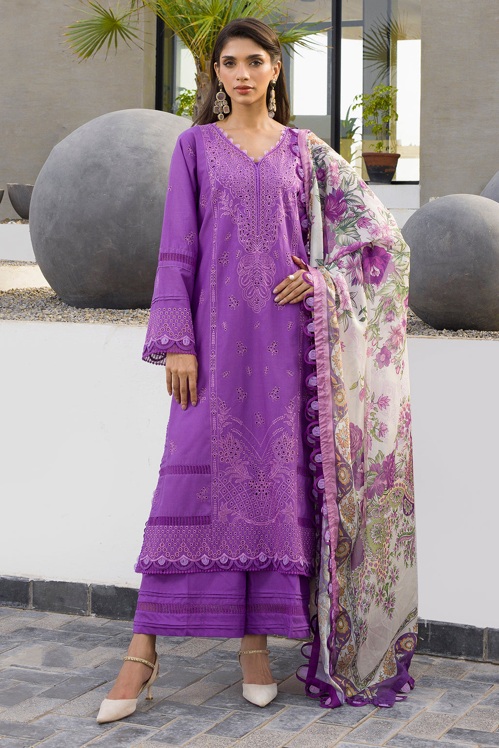 Embroidered Shirt Shalwar Dupatta - 0077