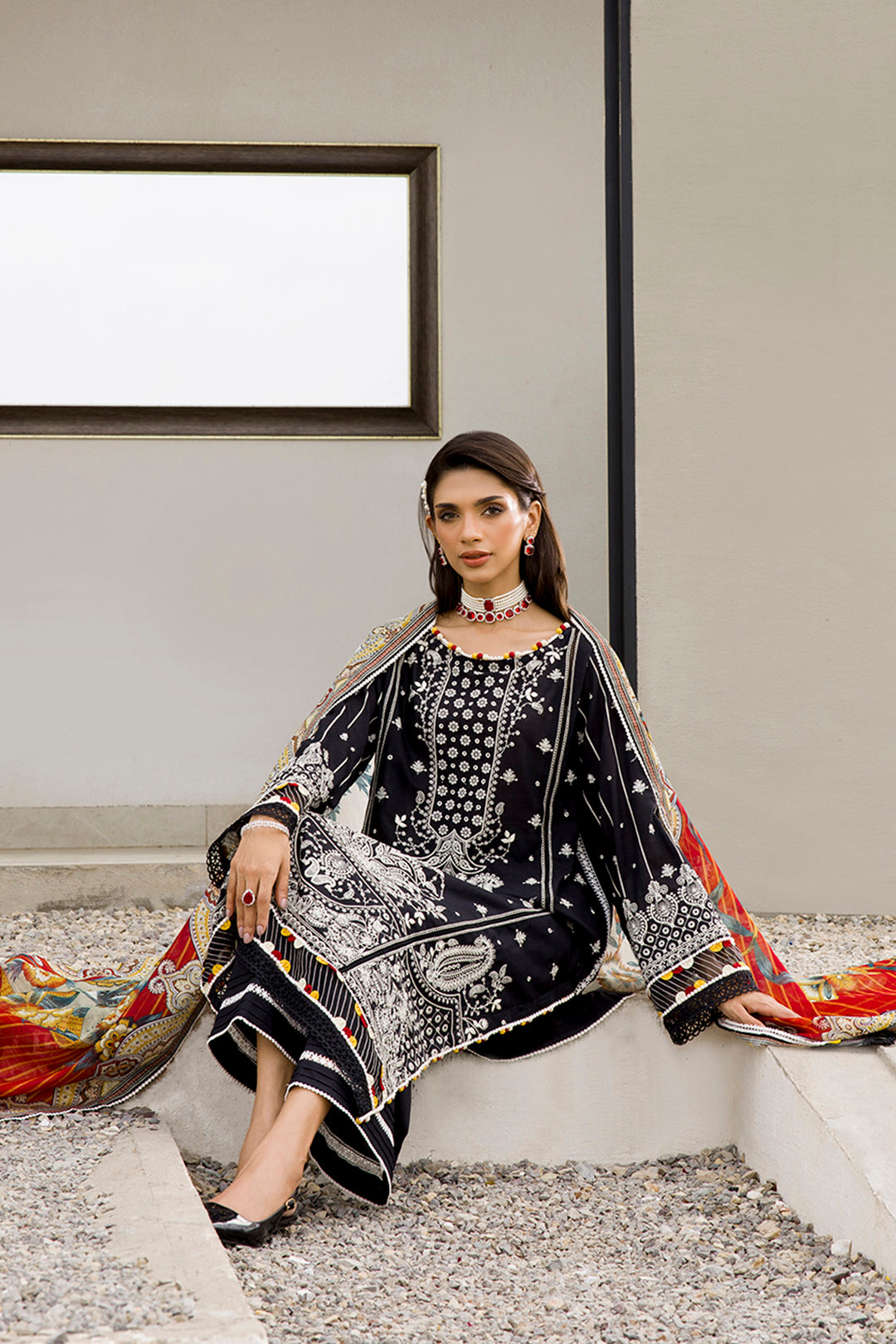Embroidered Shirt Shalwar Dupatta - 0080
