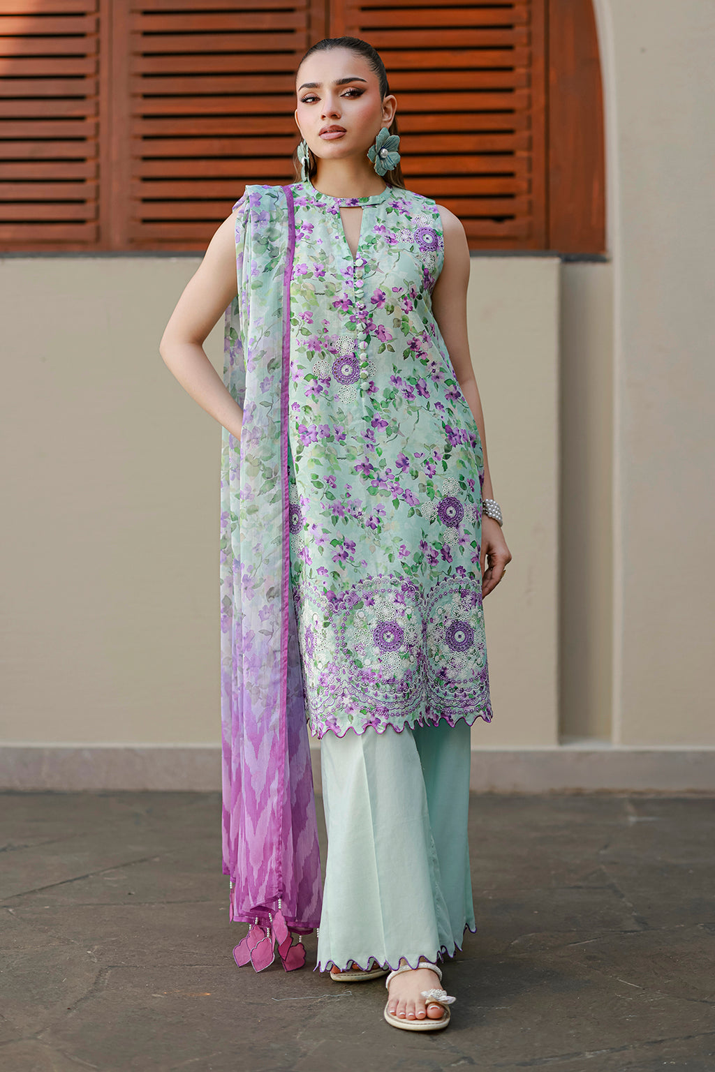 Embroidered Shirt Shalwar Dupatta - 4053